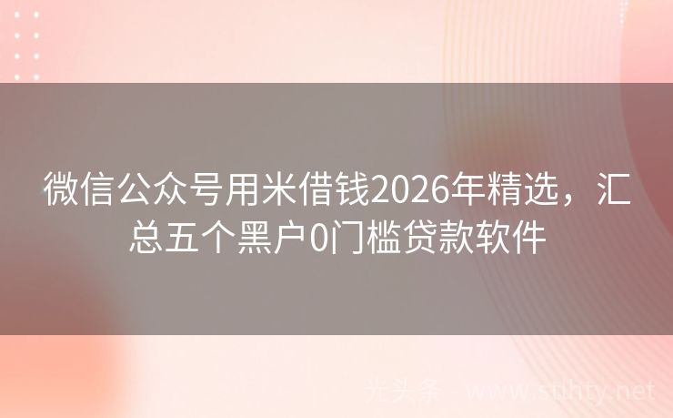 微信公众号用米借钱2026年精选，汇总五个黑户0门槛贷款软件