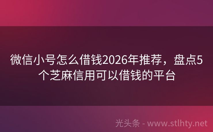 微信小号怎么借钱2026年推荐，盘点5个芝麻信用可以借钱的平台