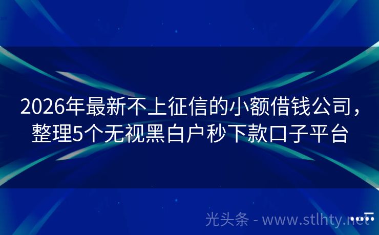 2026年最新不上征信的小额借钱公司，整理5个无视黑白户秒下款口子平台