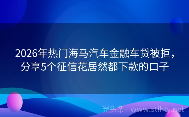 2026年热门海马汽车金融车贷被拒，分享5个征信花居然都下款的口子