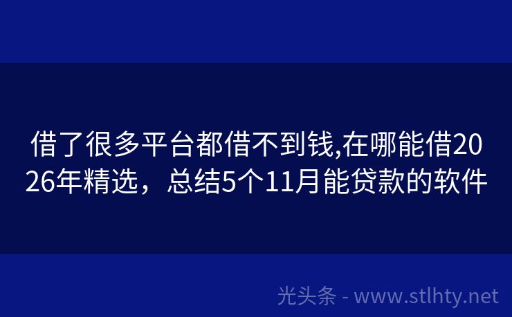 借了很多平台都借不到钱,在哪能借2026年精选，总结5个11月能贷款的软件