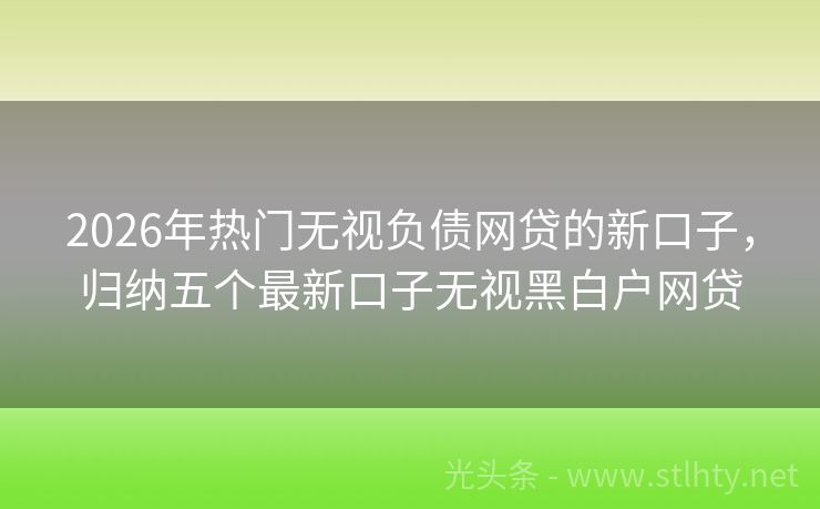 2026年热门无视负债网贷的新口子，归纳五个最新口子无视黑白户网贷