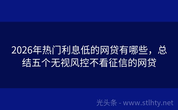 2026年热门利息低的网贷有哪些，总结五个无视风控不看征信的网贷