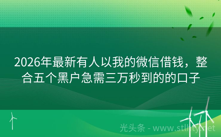 2026年最新有人以我的微信借钱，整合五个黑户急需三万秒到的的口子