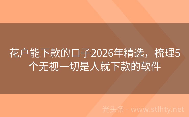 花户能下款的口子2026年精选，梳理5个无视一切是人就下款的软件