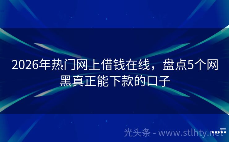 2026年热门网上借钱在线，盘点5个网黑真正能下款的口子