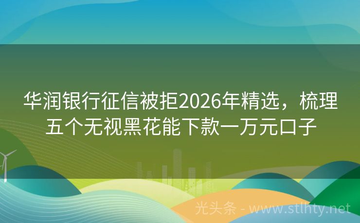 华润银行征信被拒2026年精选，梳理五个无视黑花能下款一万元口子