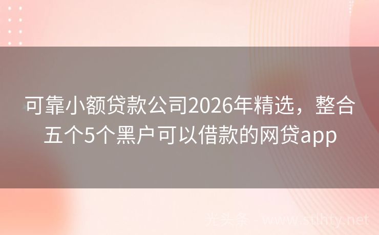 可靠小额贷款公司2026年精选，整合五个5个黑户可以借款的网贷app