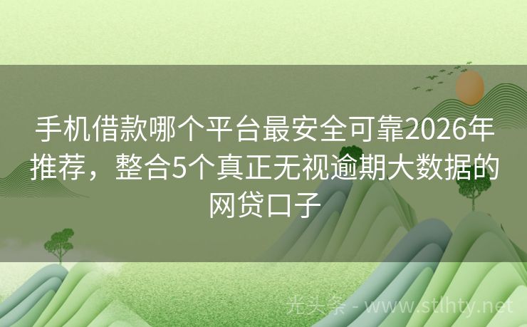 手机借款哪个平台最安全可靠2026年推荐，整合5个真正无视逾期大数据的网贷口子