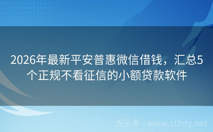 2026年最新平安普惠微信借钱，汇总5个正规不看征信的小额贷款软件