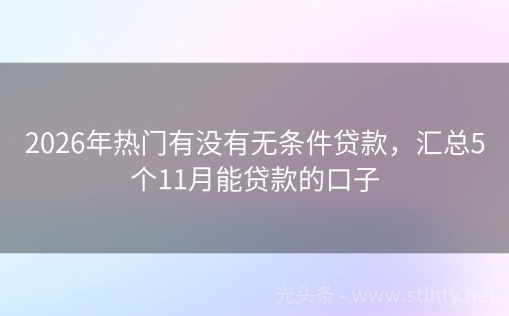 2026年热门有没有无条件贷款，汇总5个11月能贷款的口子