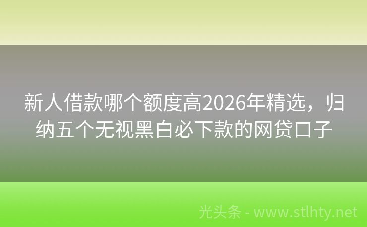 新人借款哪个额度高2026年精选，归纳五个无视黑白必下款的网贷口子