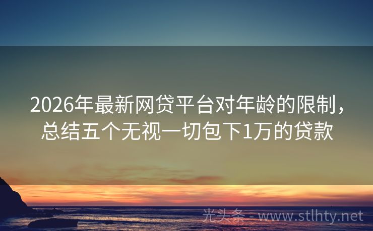 2026年最新网贷平台对年龄的限制，总结五个无视一切包下1万的贷款