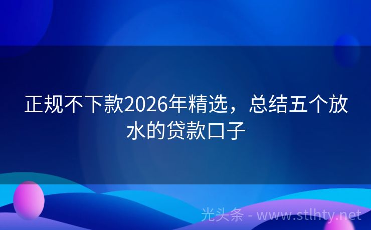 正规不下款2026年精选，总结五个放水的贷款口子