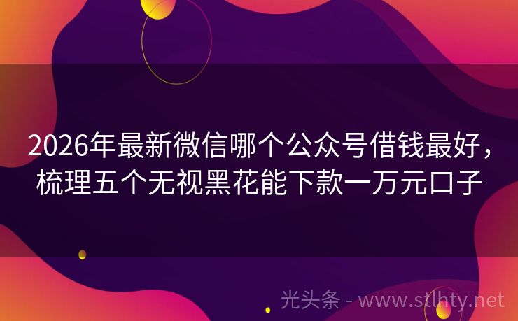 2026年最新微信哪个公众号借钱最好，梳理五个无视黑花能下款一万元口子