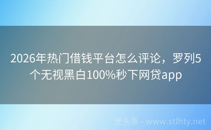 2026年热门借钱平台怎么评论，罗列5个无视黑白100%秒下网贷app