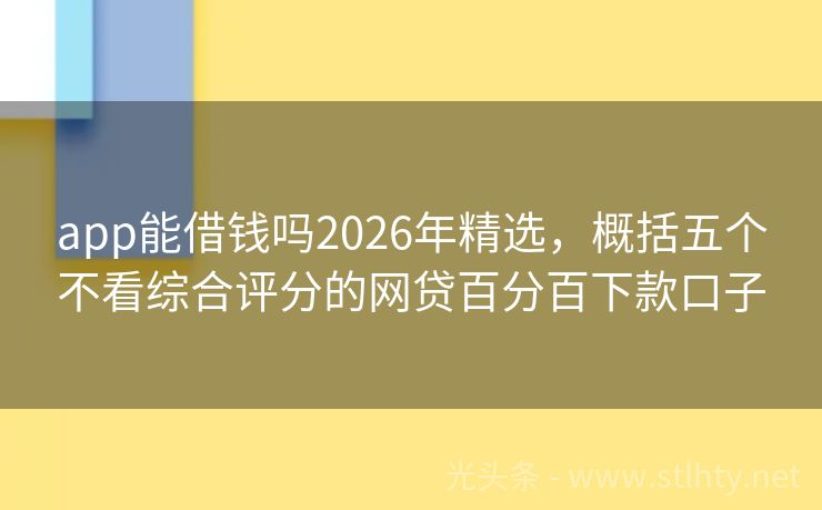 app能借钱吗2026年精选，概括五个不看综合评分的网贷百分百下款口子