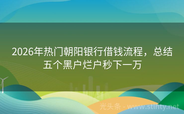 2026年热门朝阳银行借钱流程，总结五个黑户烂户秒下一万