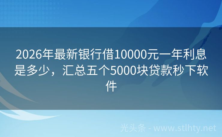 2026年最新银行借10000元一年利息是多少，汇总五个5000块贷款秒下软件