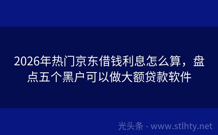 2026年热门京东借钱利息怎么算，盘点五个黑户可以做大额贷款软件