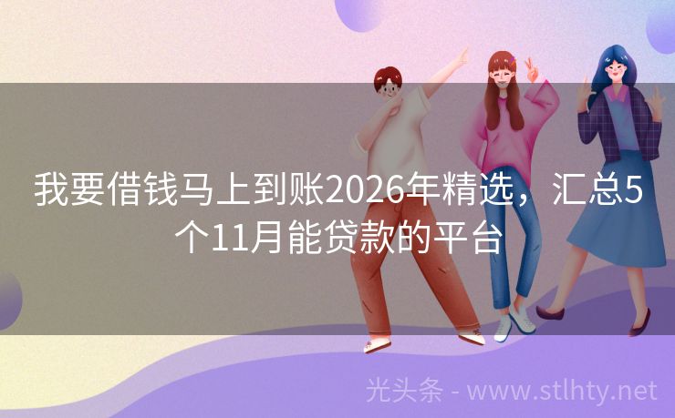 我要借钱马上到账2026年精选，汇总5个11月能贷款的平台