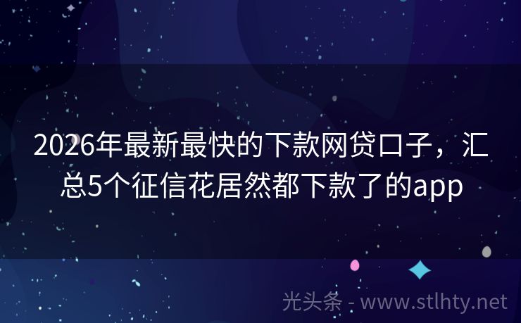 2026年最新最快的下款网贷口子，汇总5个征信花居然都下款了的app