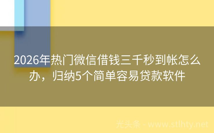 2026年热门微信借钱三千秒到帐怎么办，归纳5个简单容易贷款软件