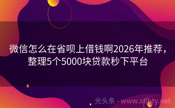 微信怎么在省呗上借钱啊2026年推荐，整理5个5000块贷款秒下平台