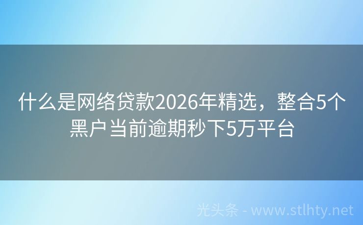 什么是网络贷款2026年精选，整合5个黑户当前逾期秒下5万平台