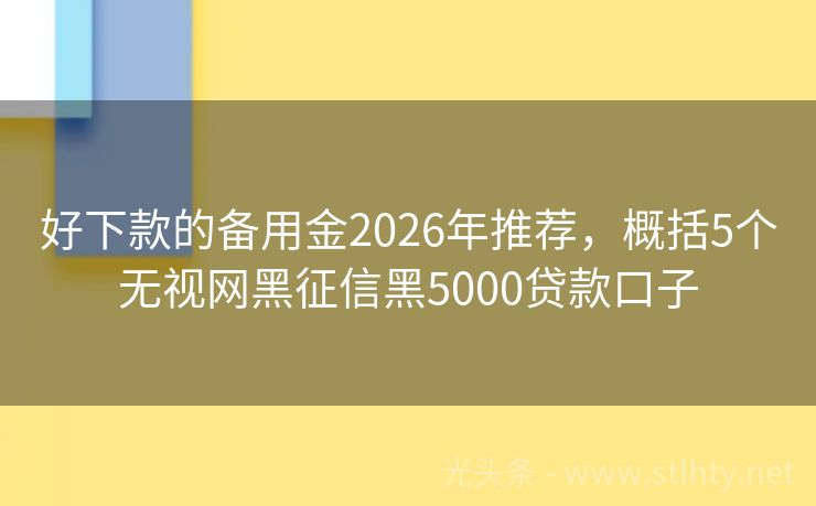 好下款的备用金2026年推荐，概括5个无视网黑征信黑5000贷款口子