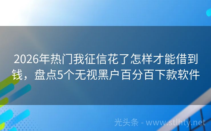 2026年热门我征信花了怎样才能借到钱，盘点5个无视黑户百分百下款软件