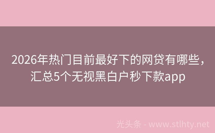 2026年热门目前最好下的网贷有哪些，汇总5个无视黑白户秒下款app