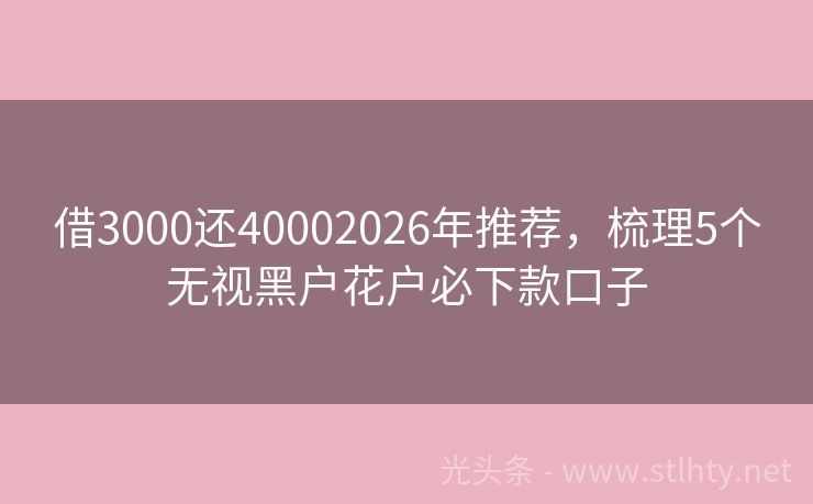 借3000还40002026年推荐，梳理5个无视黑户花户必下款口子