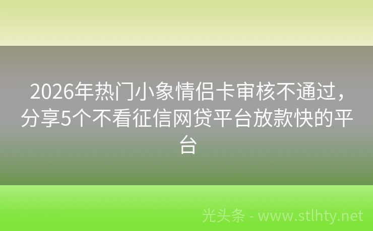 2026年热门小象情侣卡审核不通过，分享5个不看征信网贷平台放款快的平台