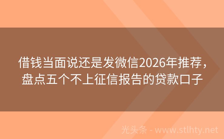 借钱当面说还是发微信2026年推荐，盘点五个不上征信报告的贷款口子