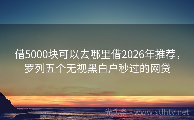 借5000块可以去哪里借2026年推荐，罗列五个无视黑白户秒过的网贷