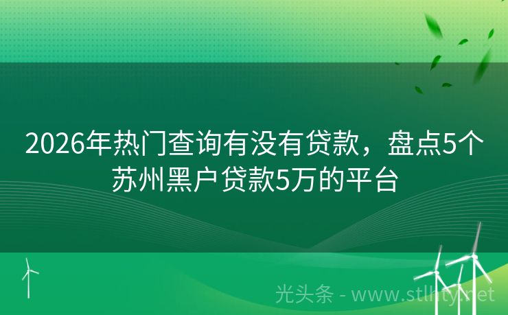 2026年热门查询有没有贷款，盘点5个苏州黑户贷款5万的平台