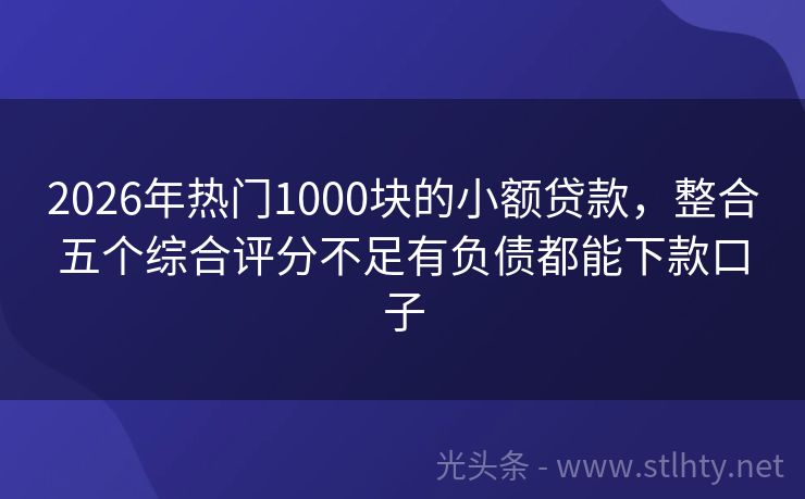 2026年热门1000块的小额贷款，整合五个综合评分不足有负债都能下款口子