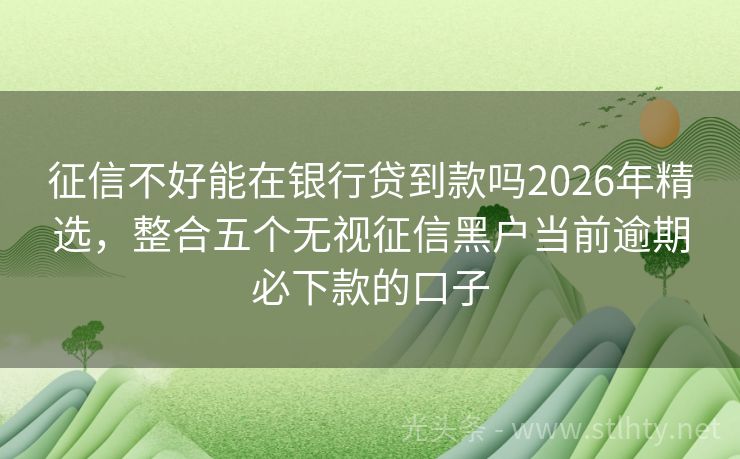 征信不好能在银行贷到款吗2026年精选，整合五个无视征信黑户当前逾期必下款的口子