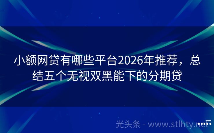 小额网贷有哪些平台2026年推荐，总结五个无视双黑能下的分期贷
