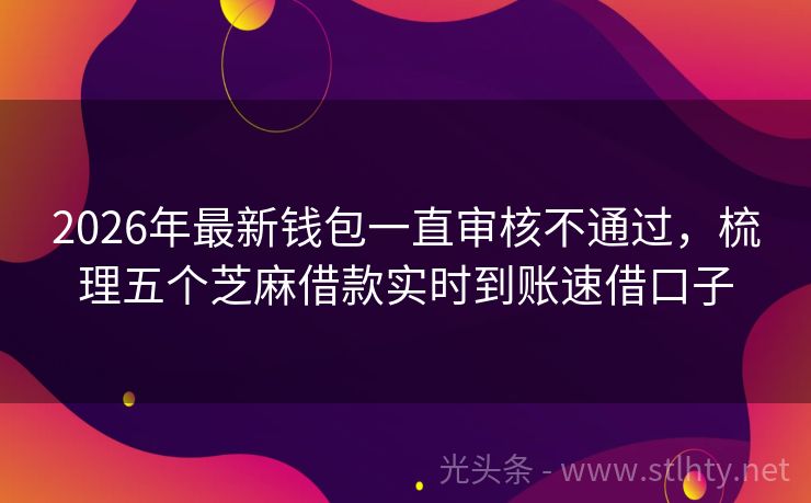 2026年最新钱包一直审核不通过，梳理五个芝麻借款实时到账速借口子