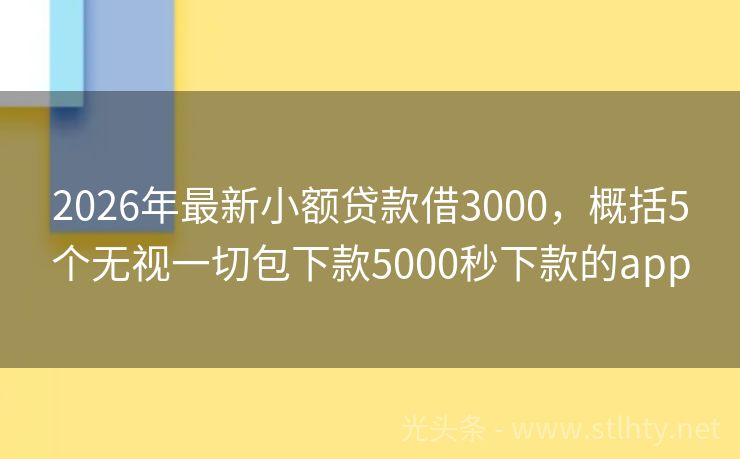 2026年最新小额贷款借3000，概括5个无视一切包下款5000秒下款的app
