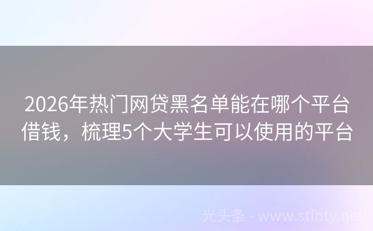2026年热门网贷黑名单能在哪个平台借钱，梳理5个大学生可以使用的平台