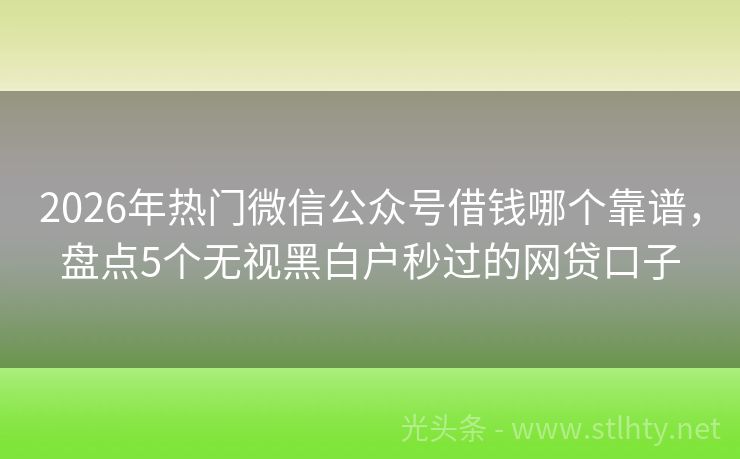 2026年热门微信公众号借钱哪个靠谱，盘点5个无视黑白户秒过的网贷口子