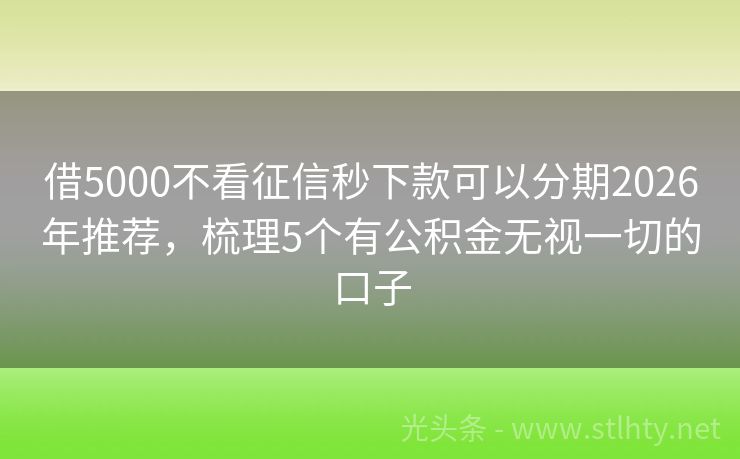 借5000不看征信秒下款可以分期2026年推荐，梳理5个有公积金无视一切的口子
