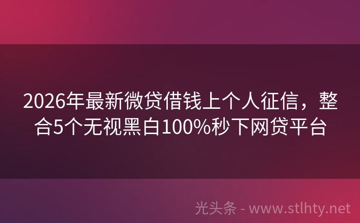 2026年最新微贷借钱上个人征信，整合5个无视黑白100%秒下网贷平台