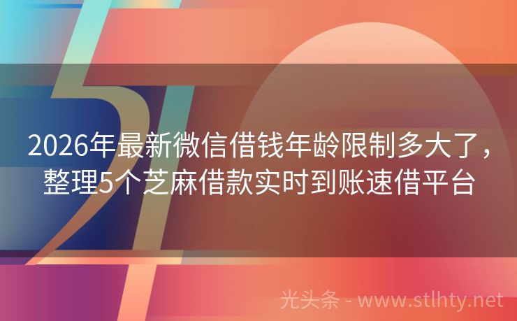 2026年最新微信借钱年龄限制多大了，整理5个芝麻借款实时到账速借平台