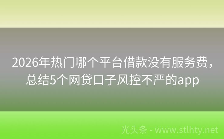 2026年热门哪个平台借款没有服务费,总结5个网贷口子风控不严的app