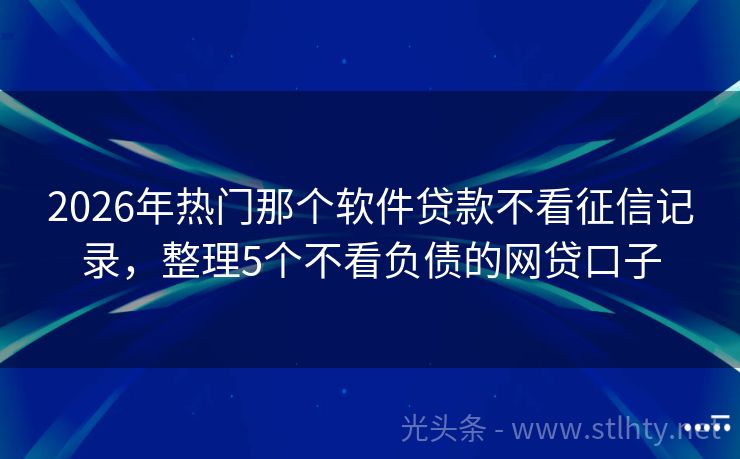 2026年热门那个软件贷款不看征信记录，整理5个不看负债的网贷口子