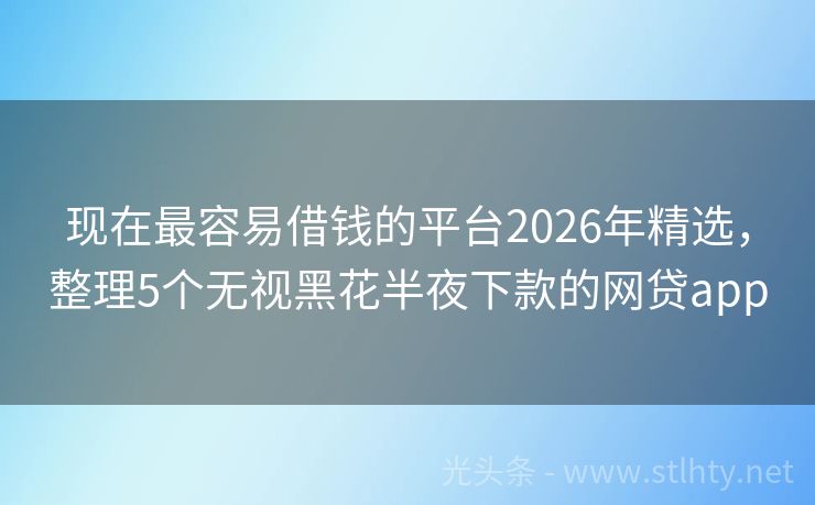 现在最容易借钱的平台2026年精选，整理5个无视黑花半夜下款的网贷app